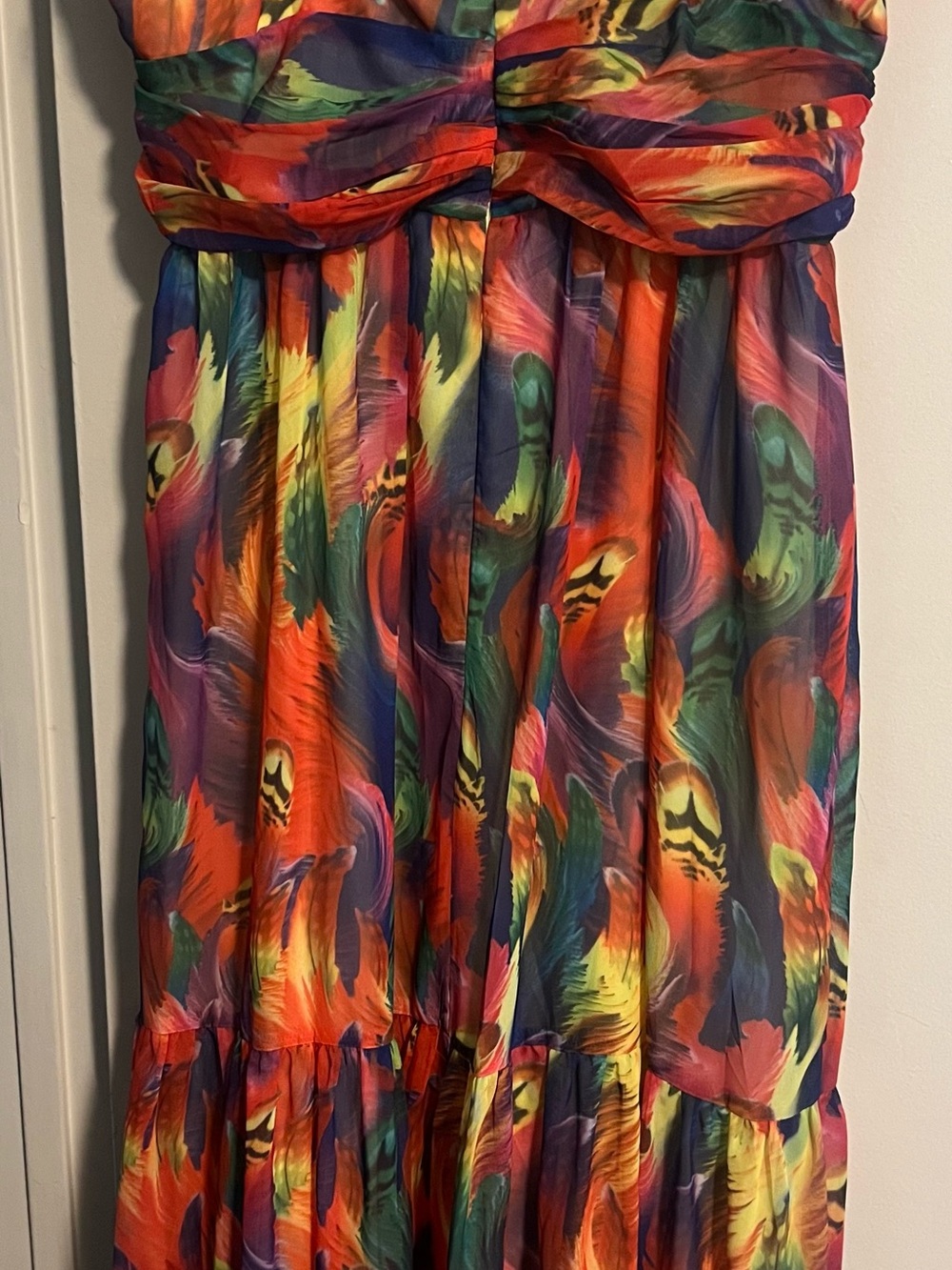 NWOT Spaghetti-Strap Maxi Dress in Fiery Multicolor Print - Picture 5 of 5